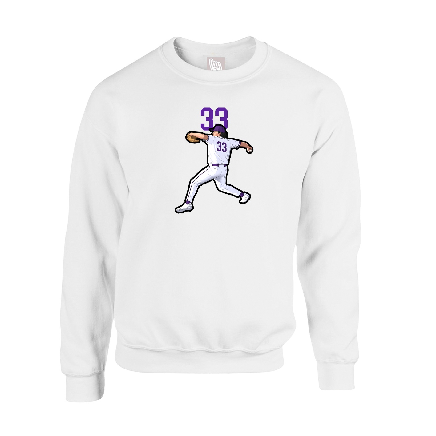 Fleece Crew — Number Top in White