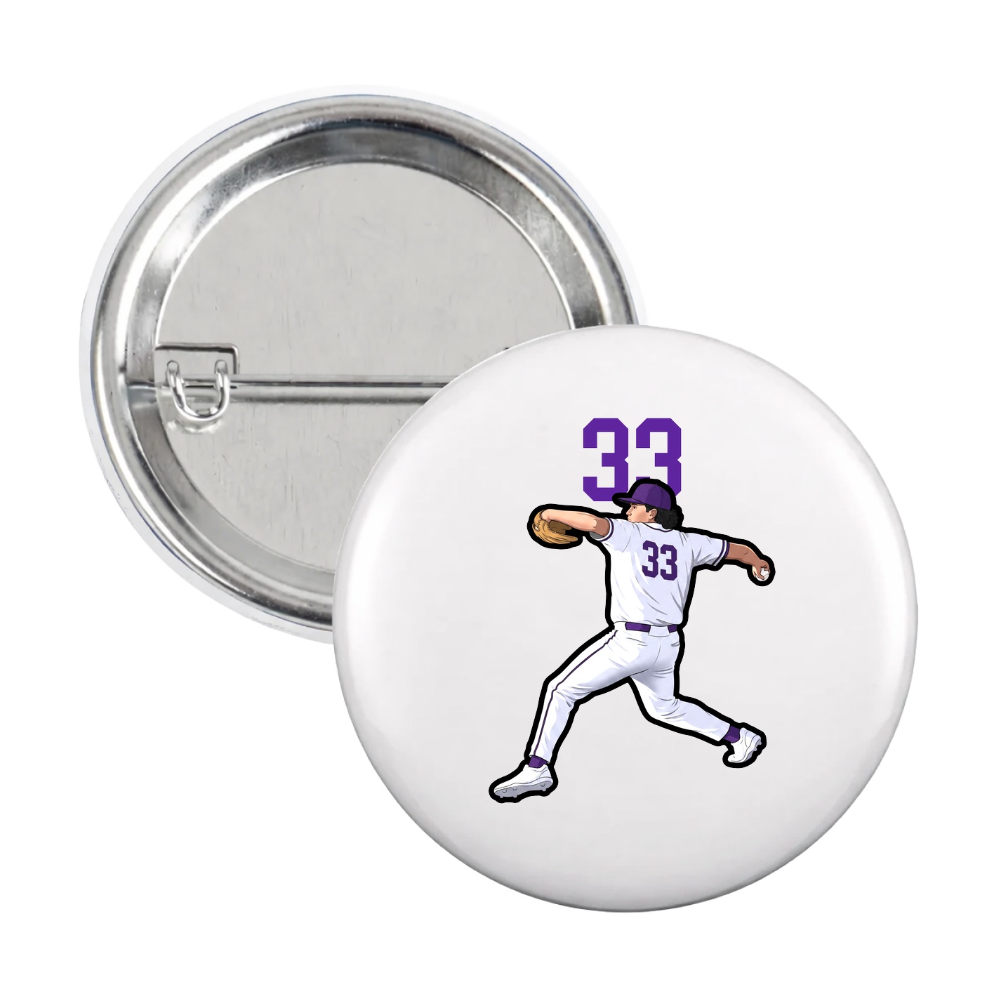 Game Day Button — Number Top in White