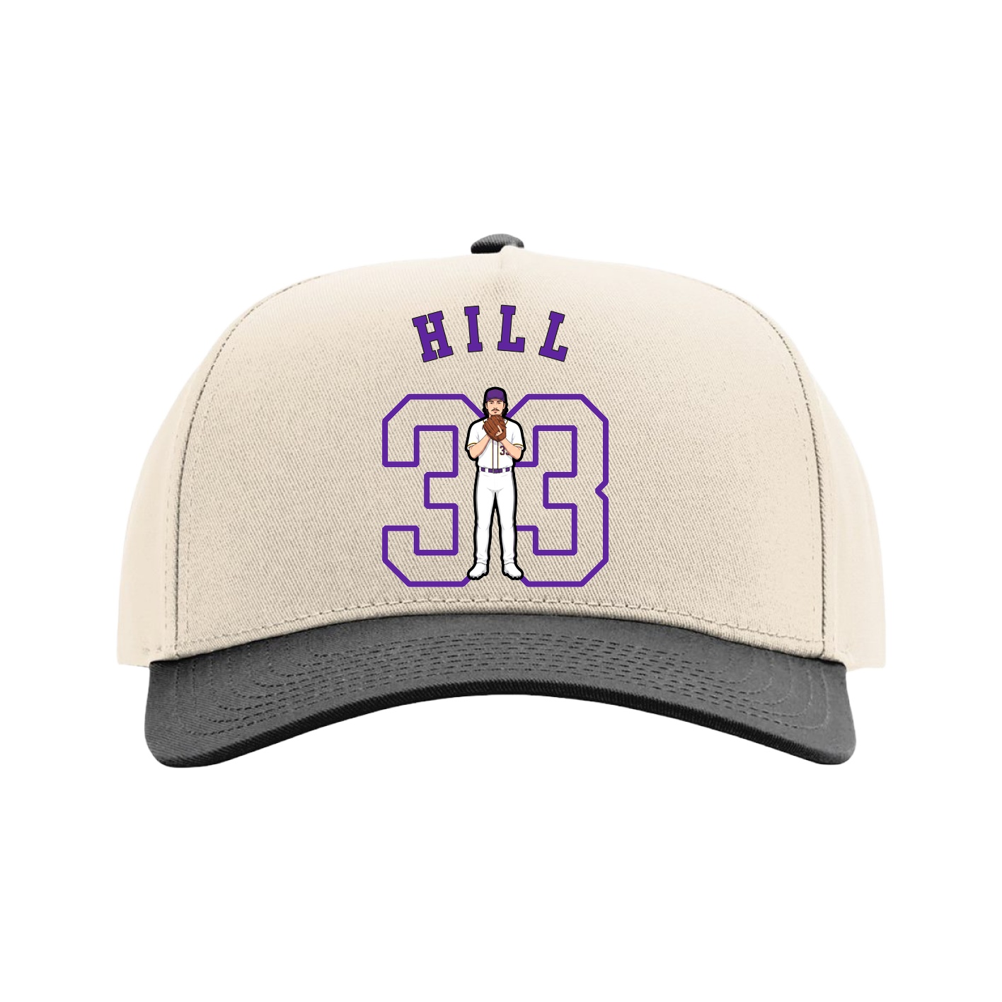 Full Fabric Five-Panel Champ Cap — Shirsey Arch in Cream/Black