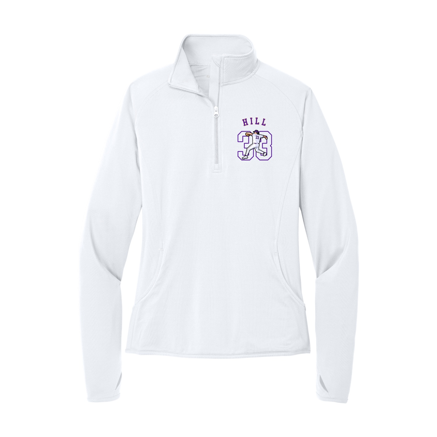 Women's Q-Zip Pullover — Shirsey Arch in White
