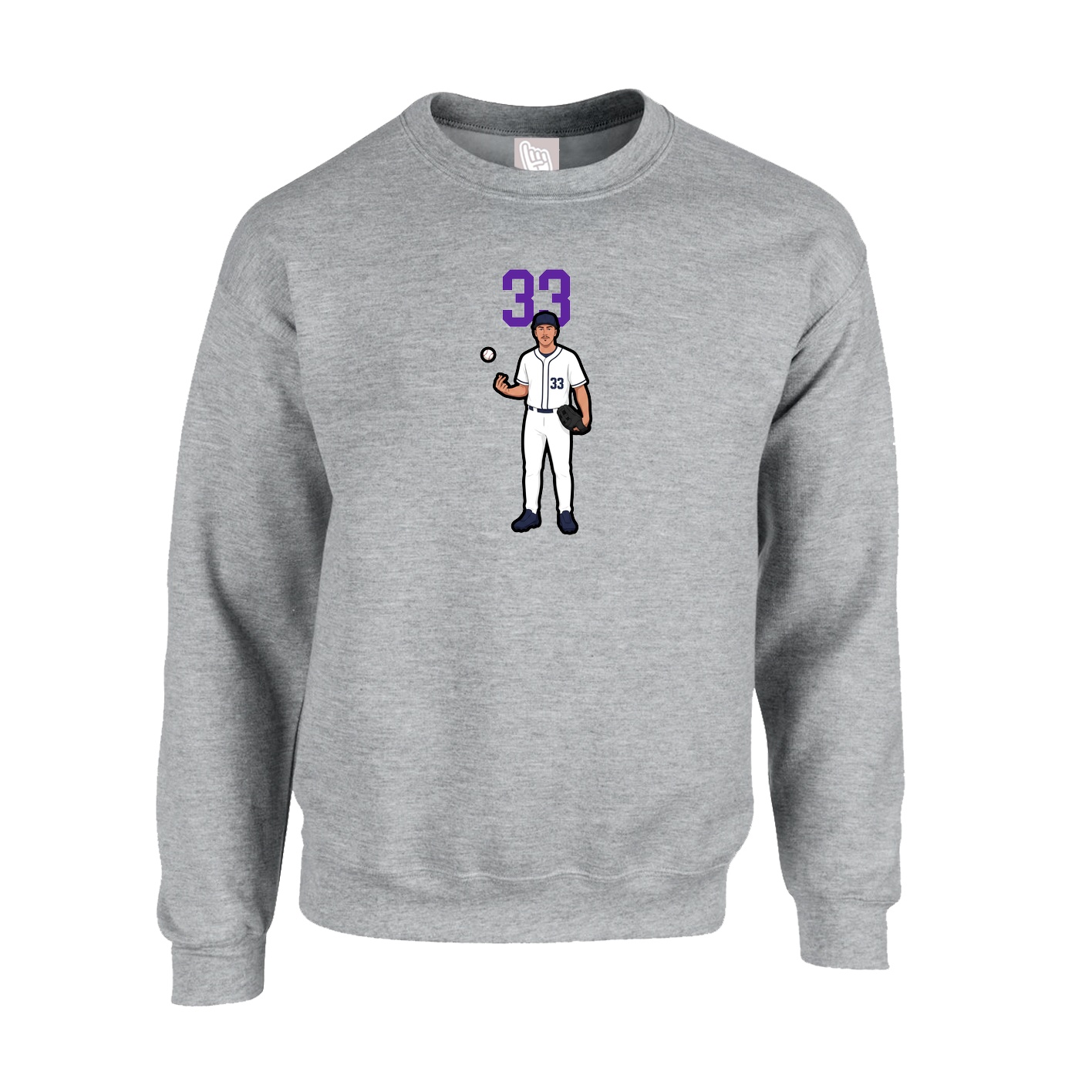 Fleece Crew — Number Top in Grey