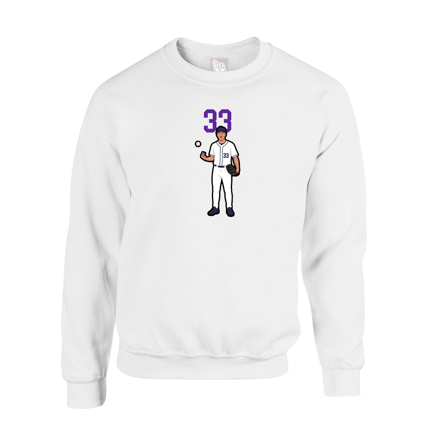Fleece Crew — Number Top in White