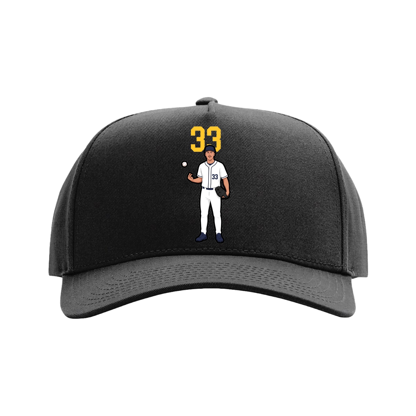 Full Fabric Five-Panel Champ Cap — Number Top in Black