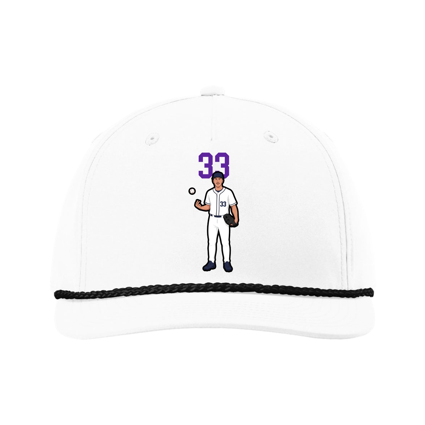 Five-Panel Classic Rope Cap — Number Top in White