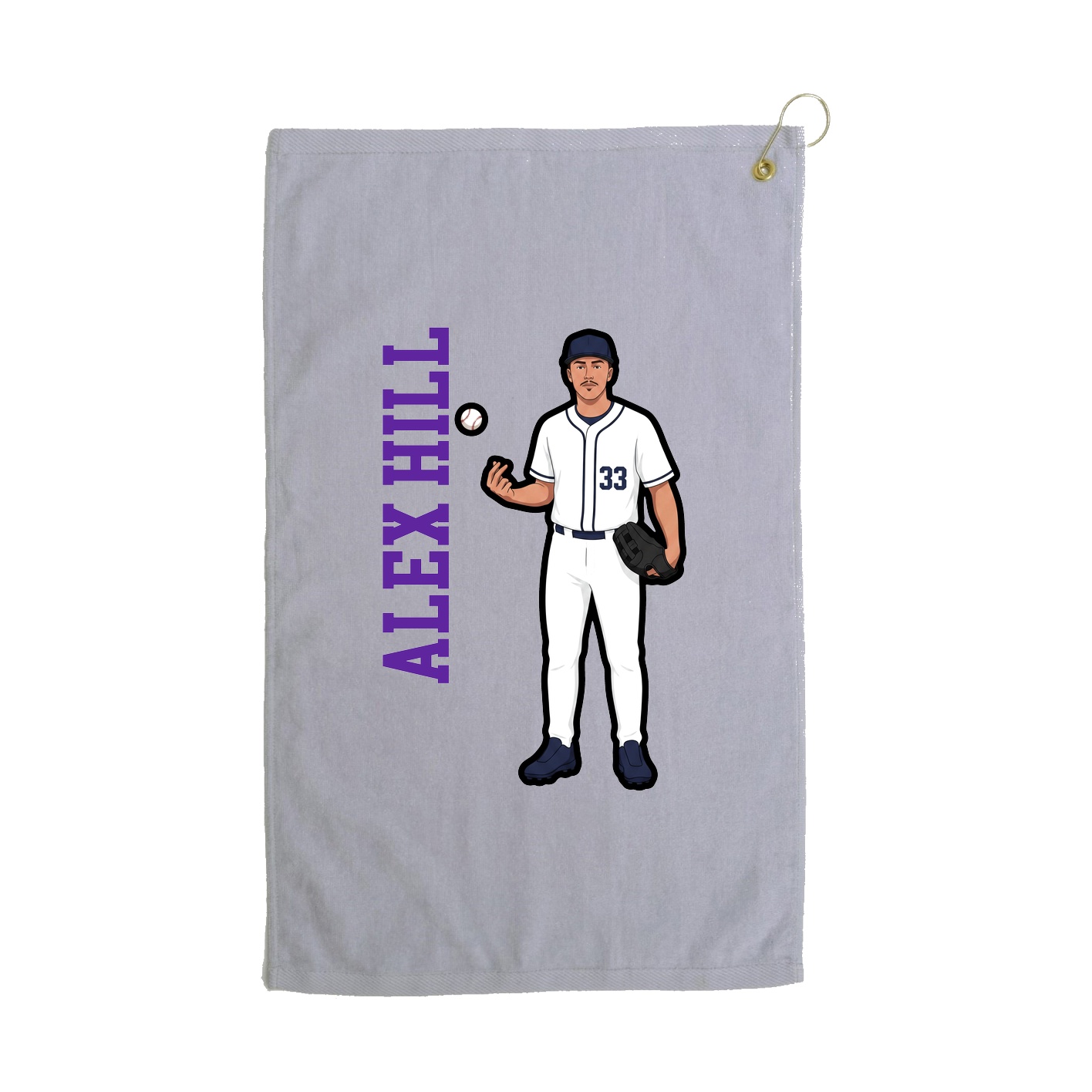 Golf Towel — Name Vertical in Grey