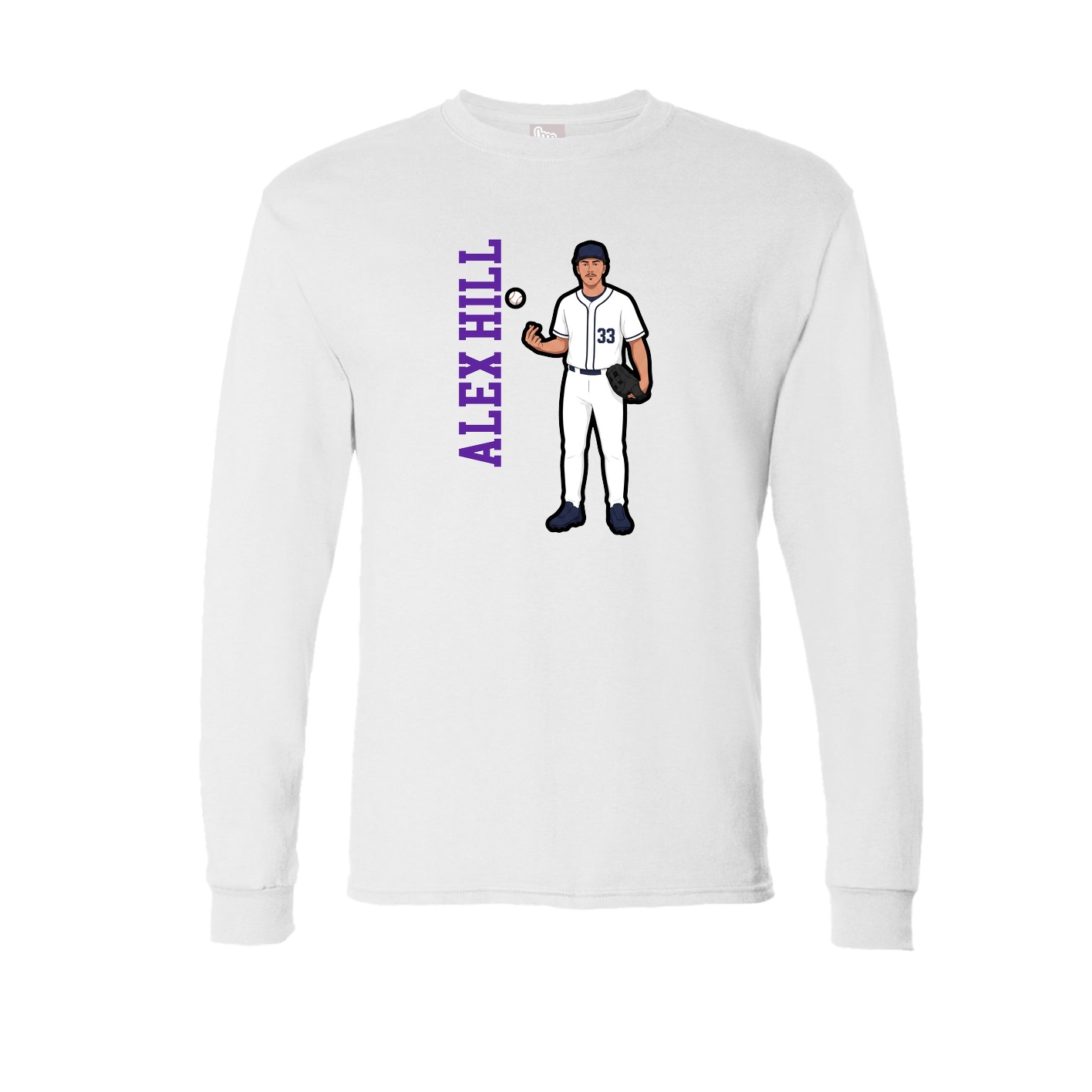 Long Sleeve Tee — Name Vertical in White