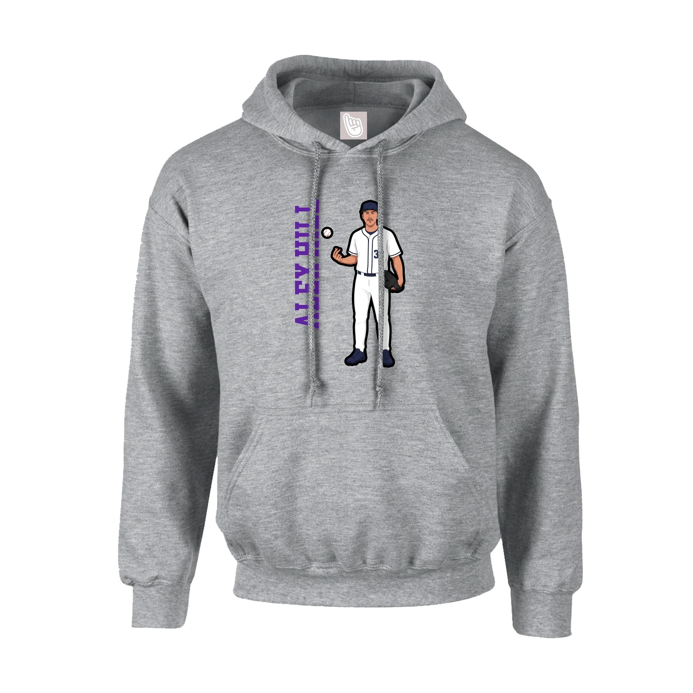 Youth Hoodie — Name Vertical in Grey