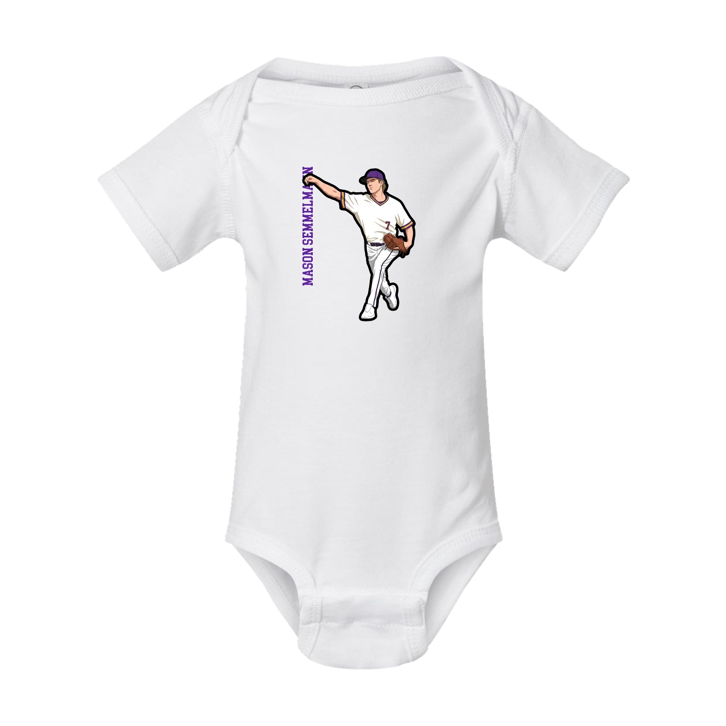 Baby Onesie — Name Vertical in White