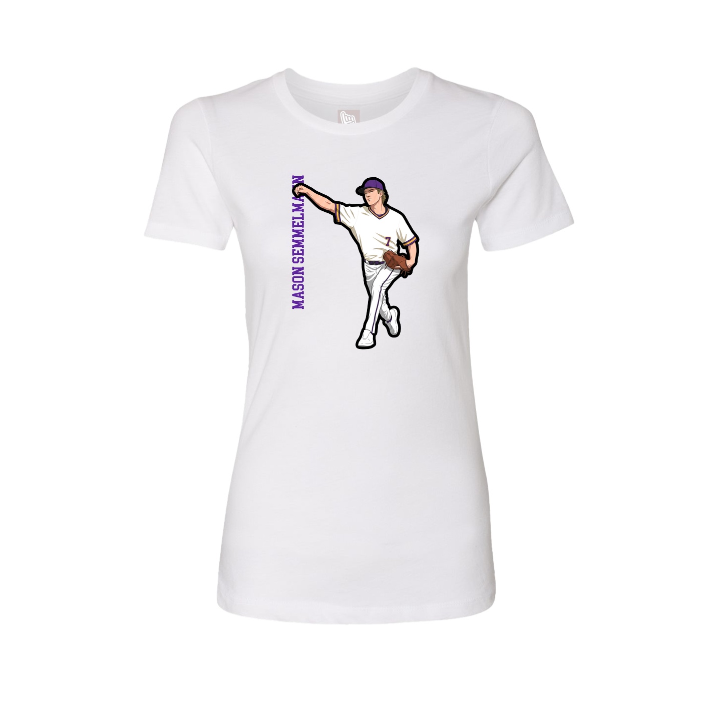 Fitted Women's Tee — Name Vertical in White
