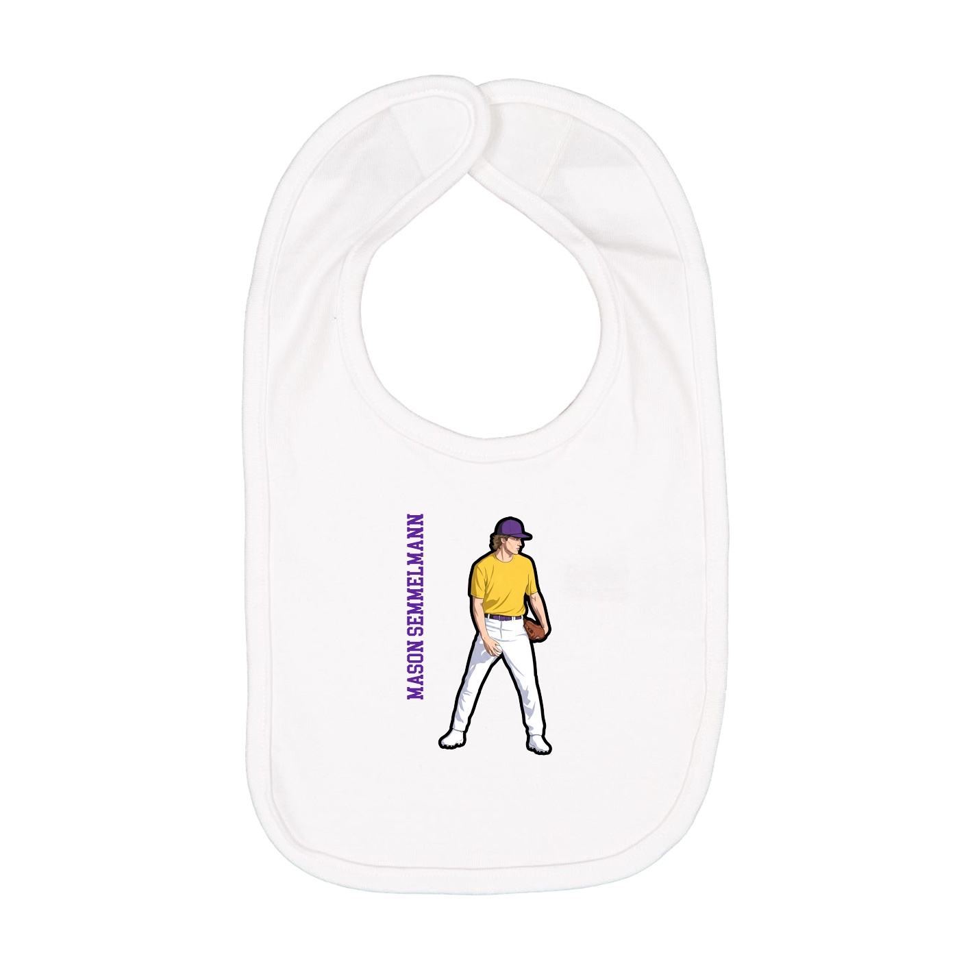 Infant Bib — Name Vertical in White