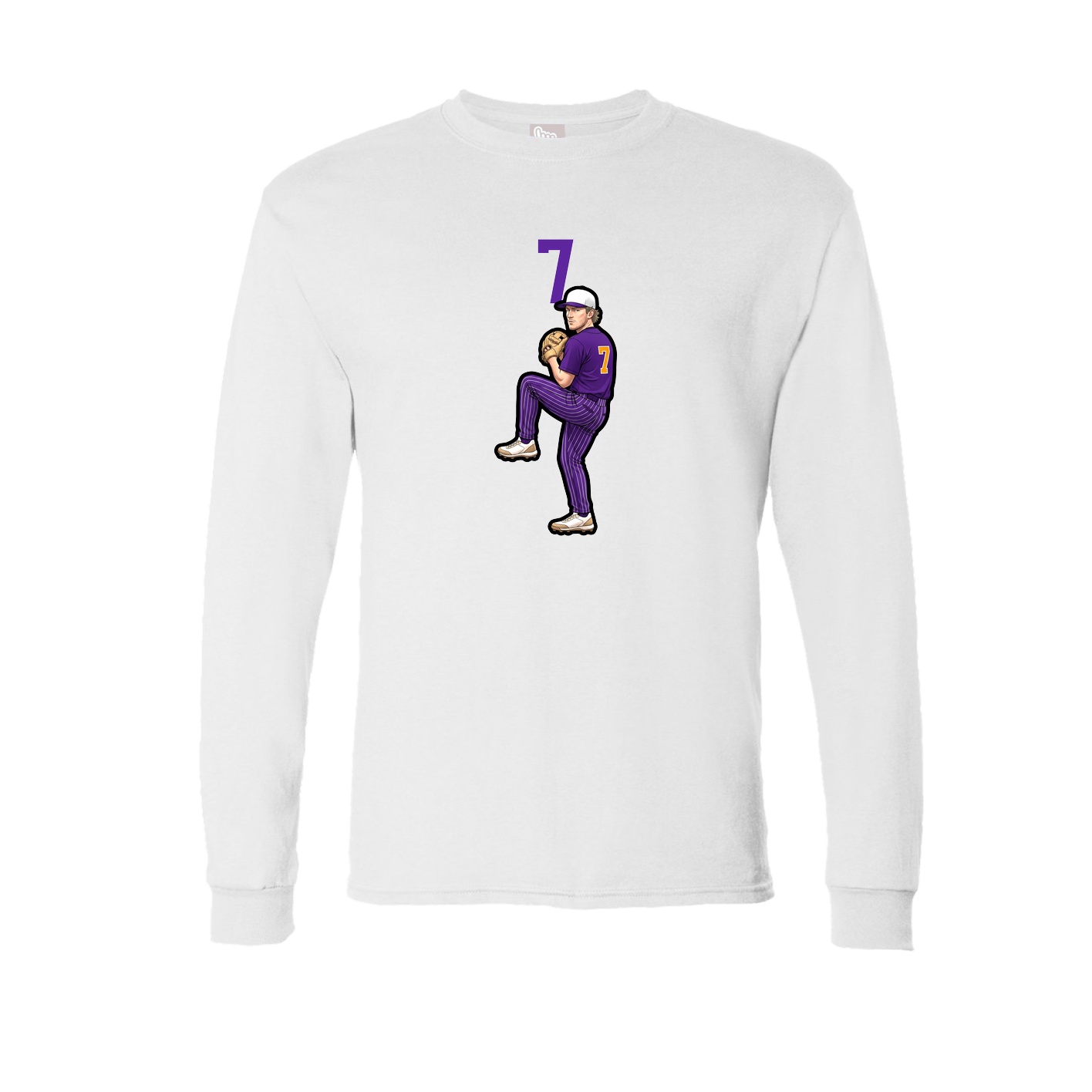 Long Sleeve Tee — Number Top in White
