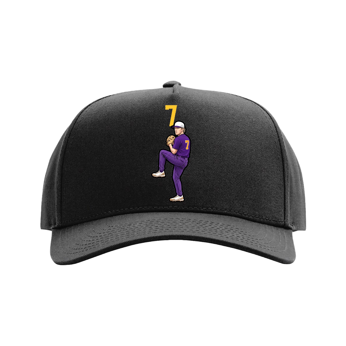 Full Fabric Five-Panel Champ Cap — Number Top in Black