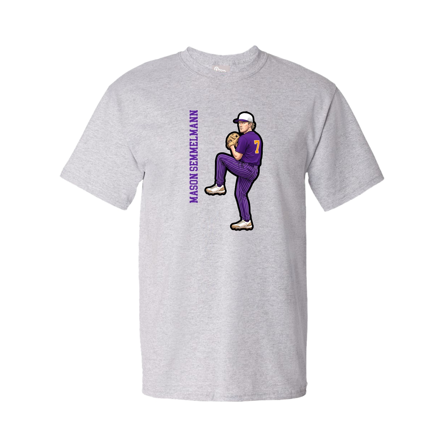 Youth Tee — Name Vertical in Grey