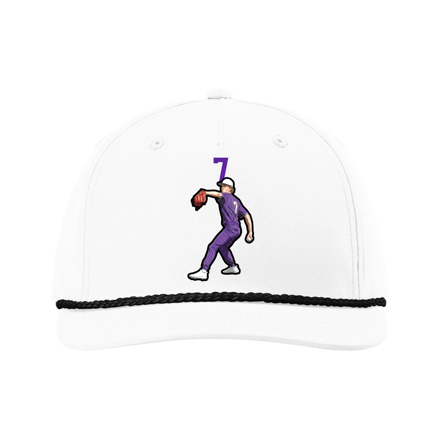 Five-Panel Classic Rope Cap — Number Top in White