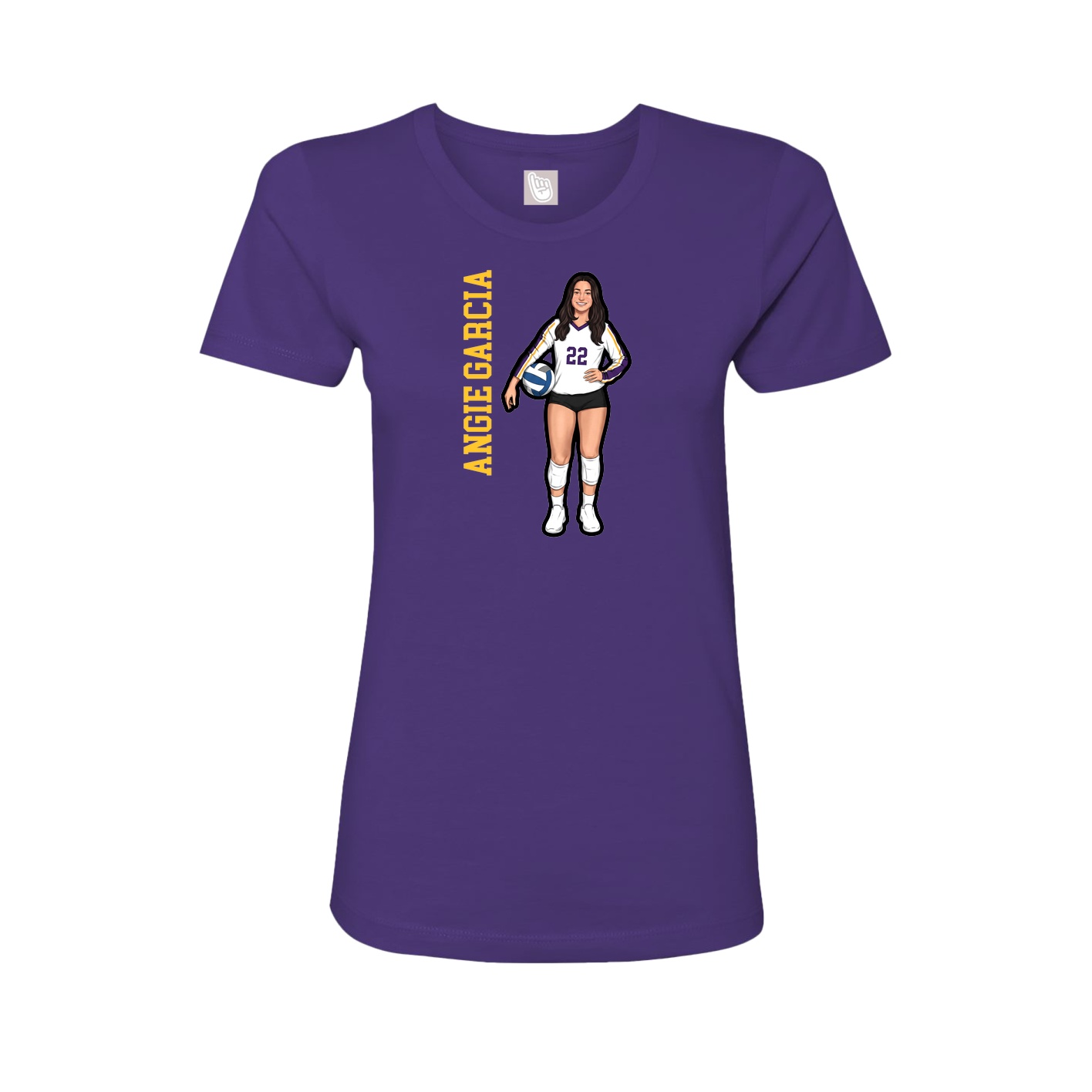 Fitted Women's Tee — Name Vertical in Purple