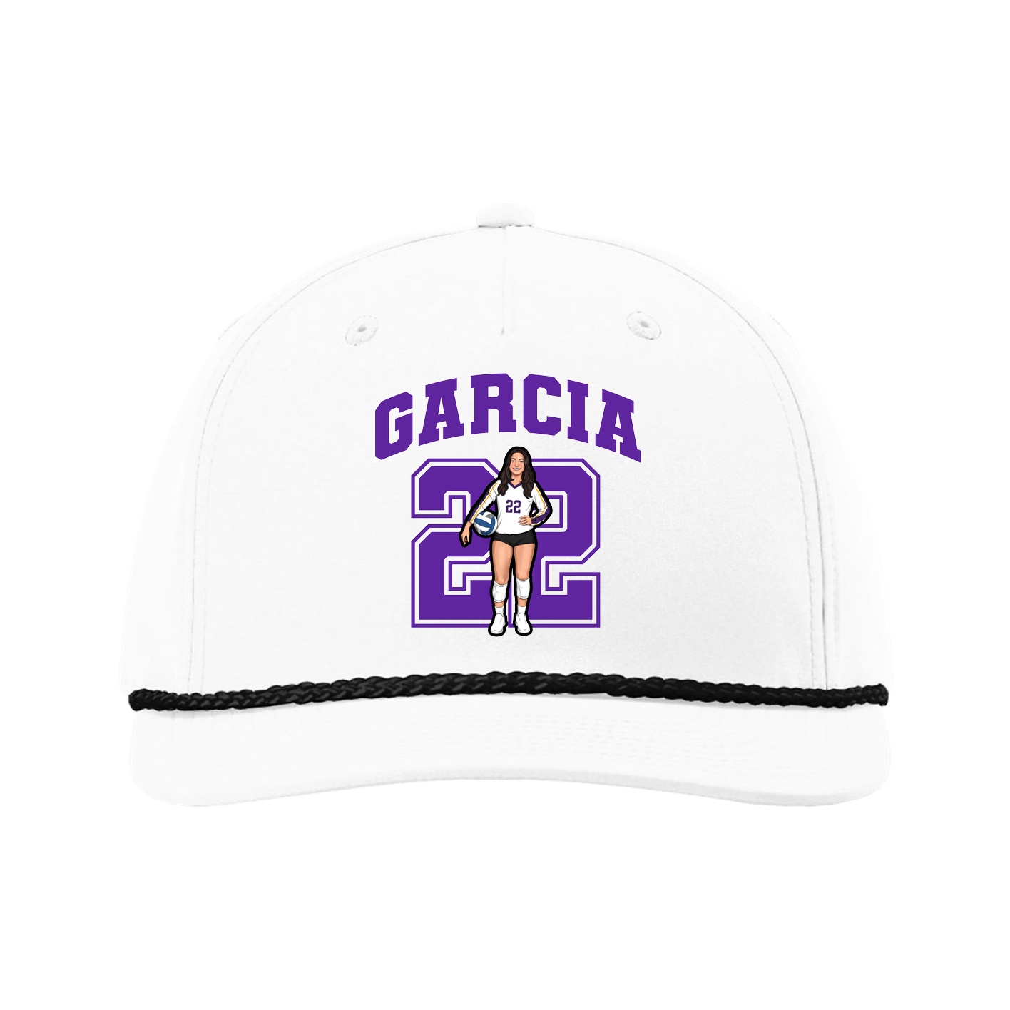 Five-Panel Classic Rope Cap — Number in White