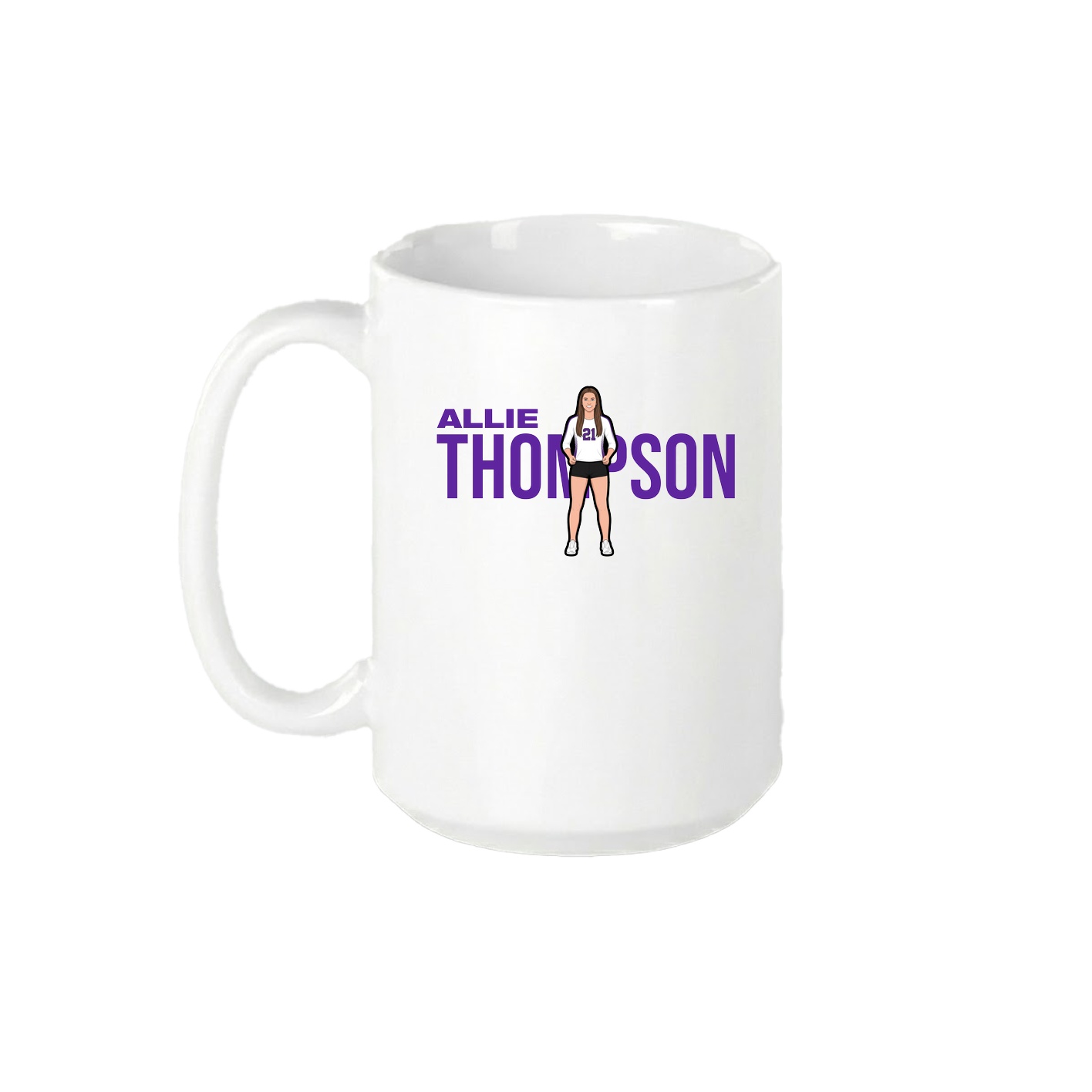 15oz Coffee Mug — Player Name in White