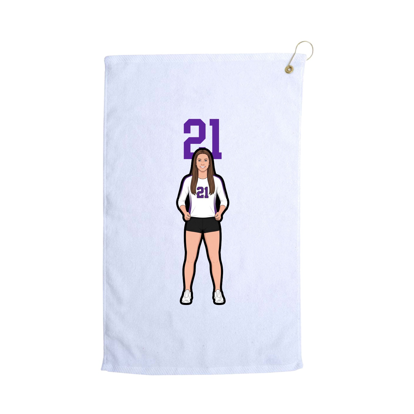 Golf Towel — Number Top in White