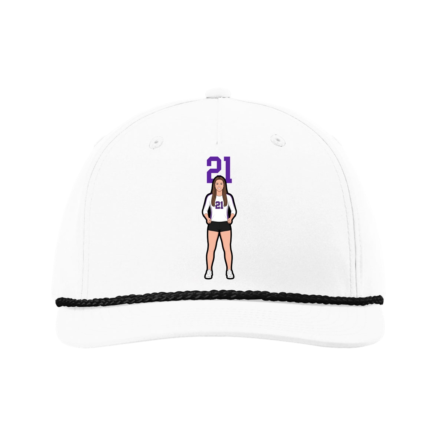 Five-Panel Classic Rope Cap — Number Top in White