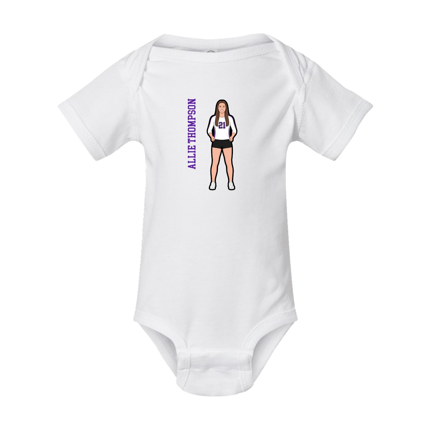 Baby Onesie — Name Vertical in White