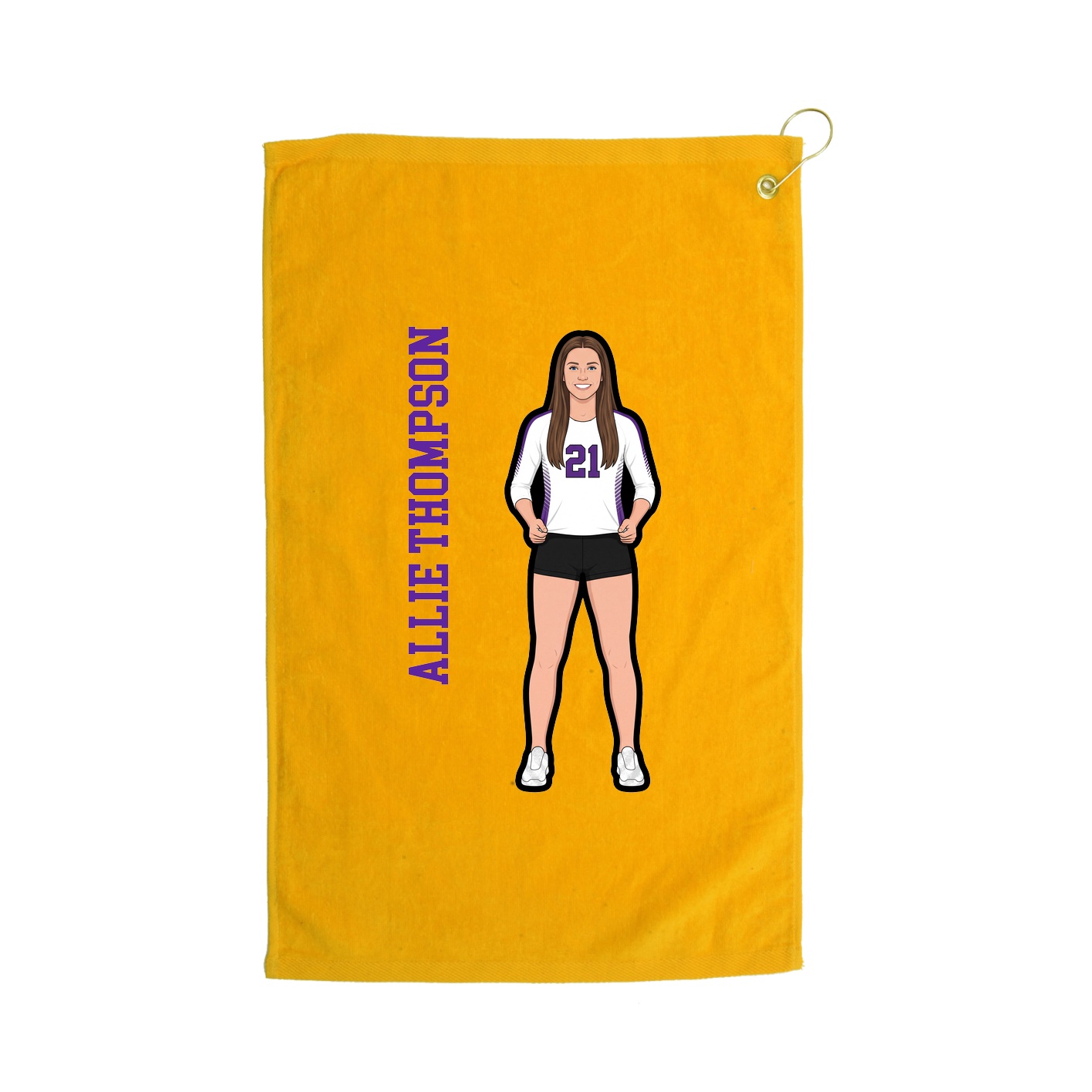 Golf Towel — Name Vertical in Gold