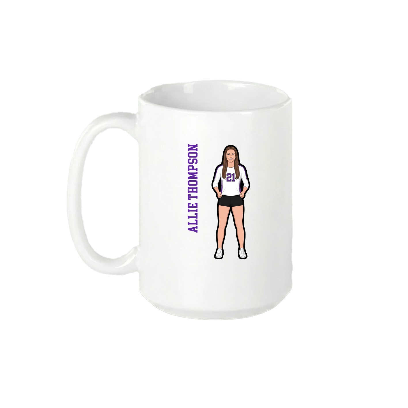 15oz Coffee Mug — Name Vertical in White