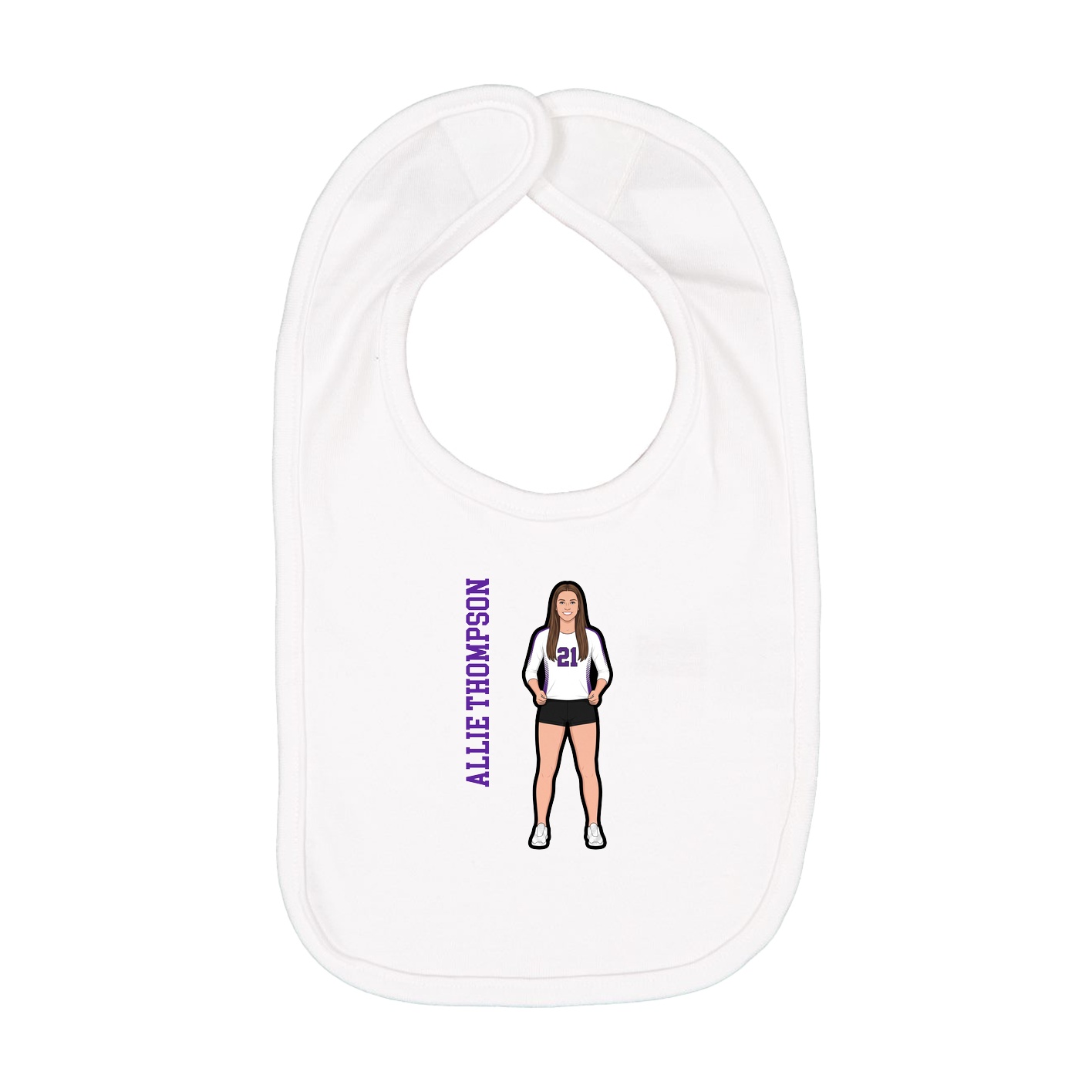 Infant Bib — Name Vertical in White