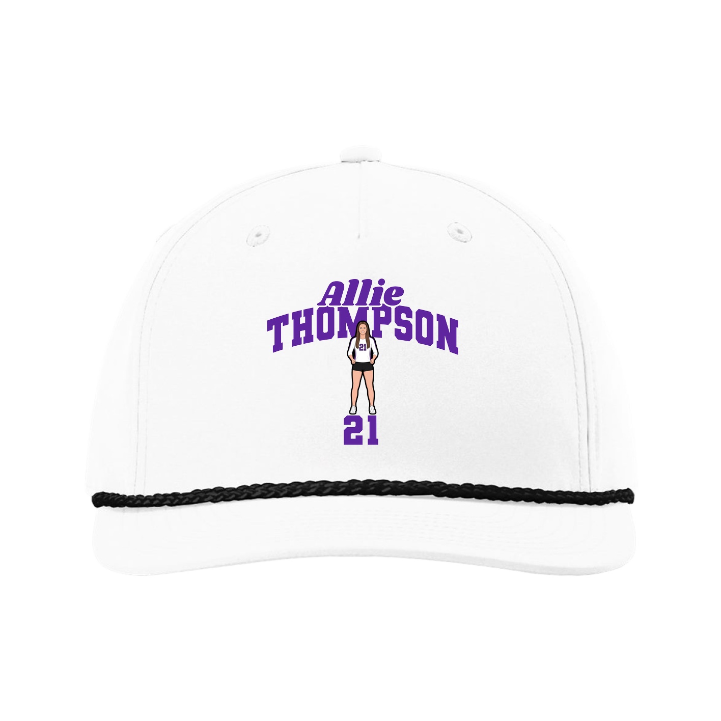 Five-Panel Classic Rope Cap — Signature Arch in White