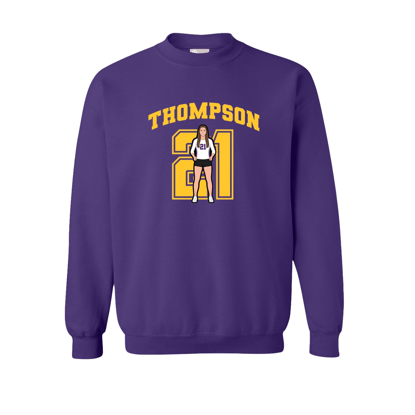 Fleece Crew — Number in Purple