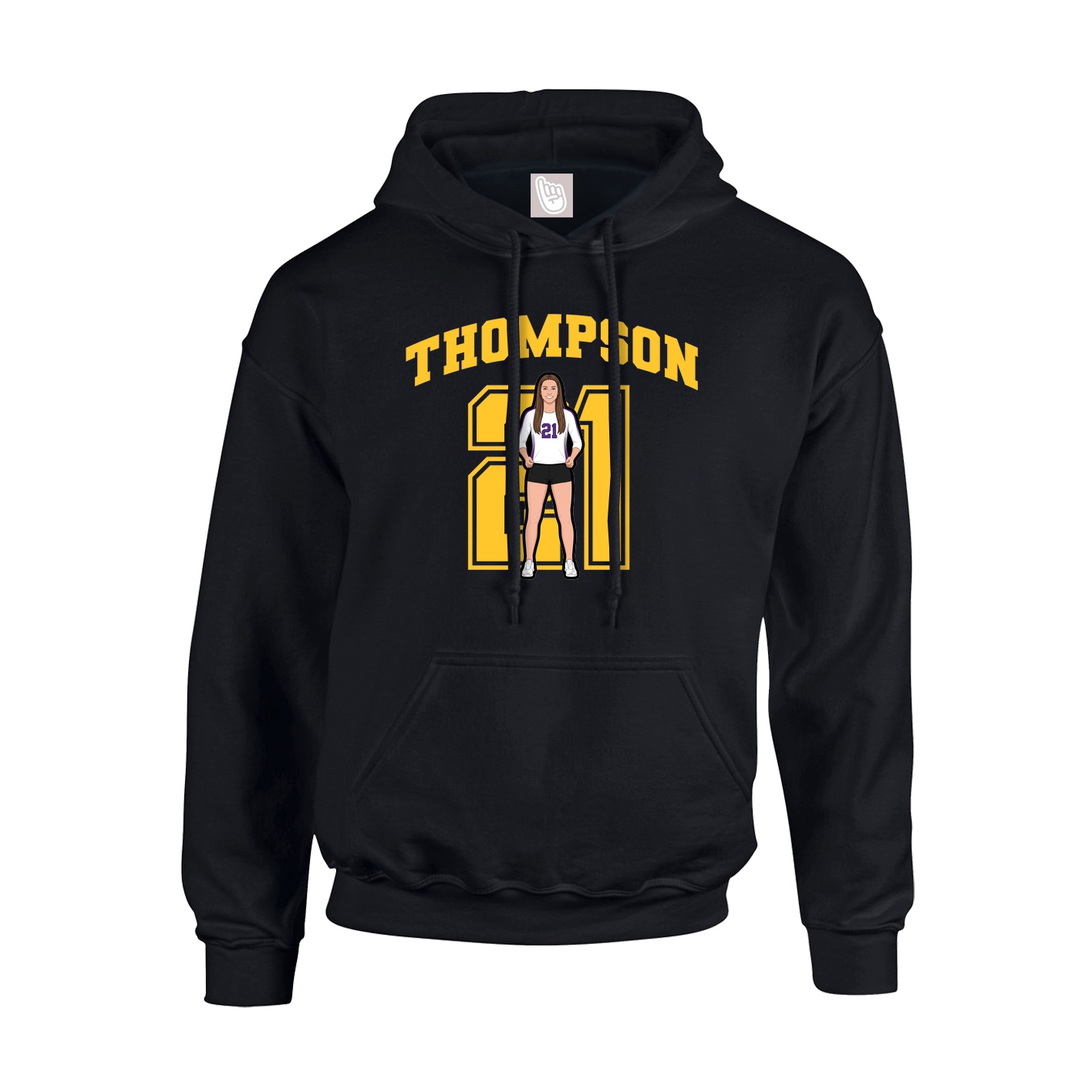 Youth Hoodie — Number in Black