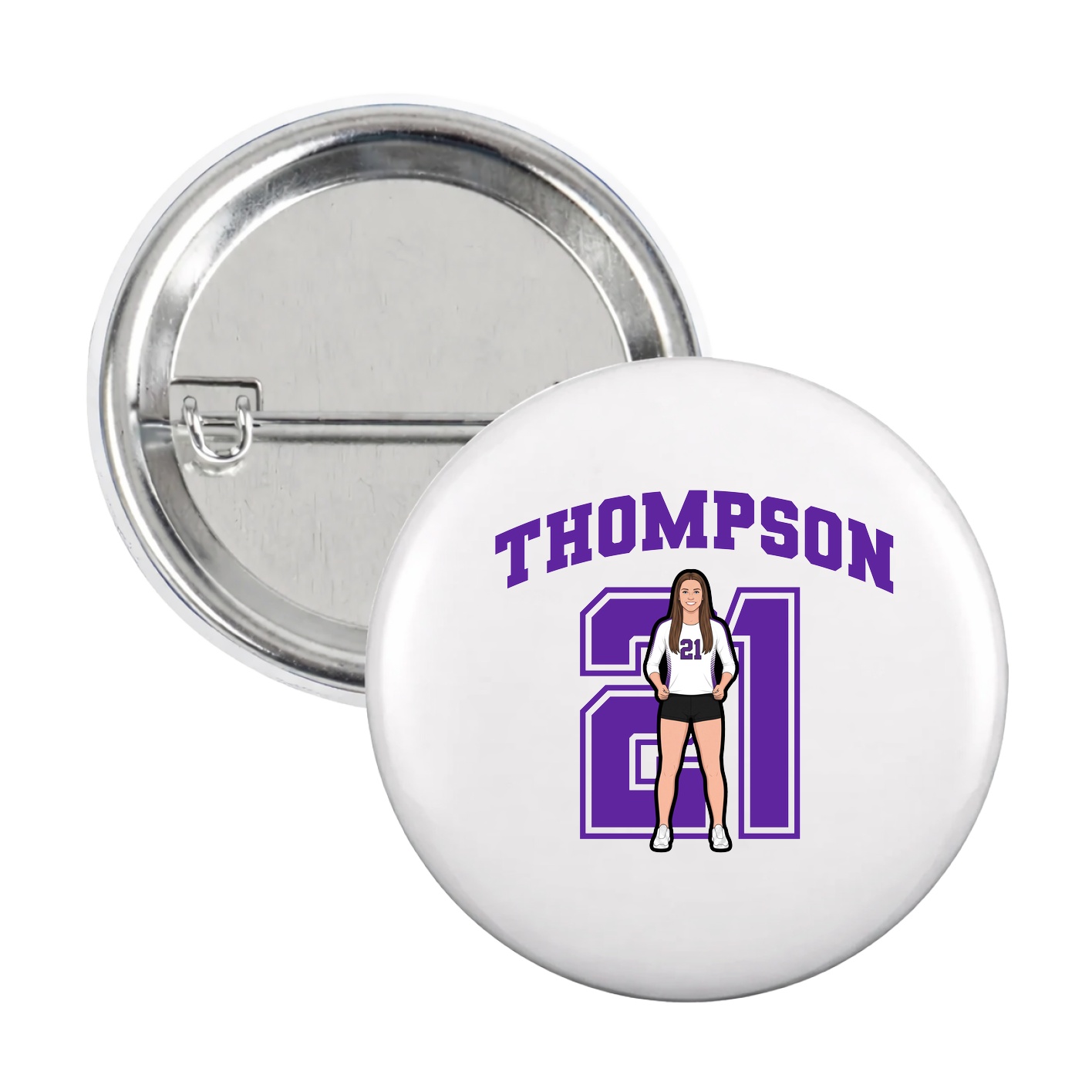 Game Day Button — Number in White