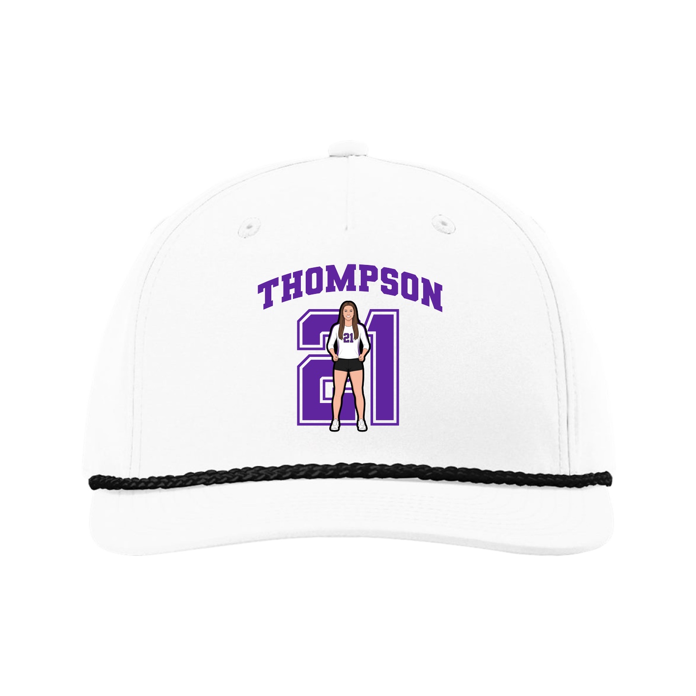 Five-Panel Classic Rope Cap — Number in White