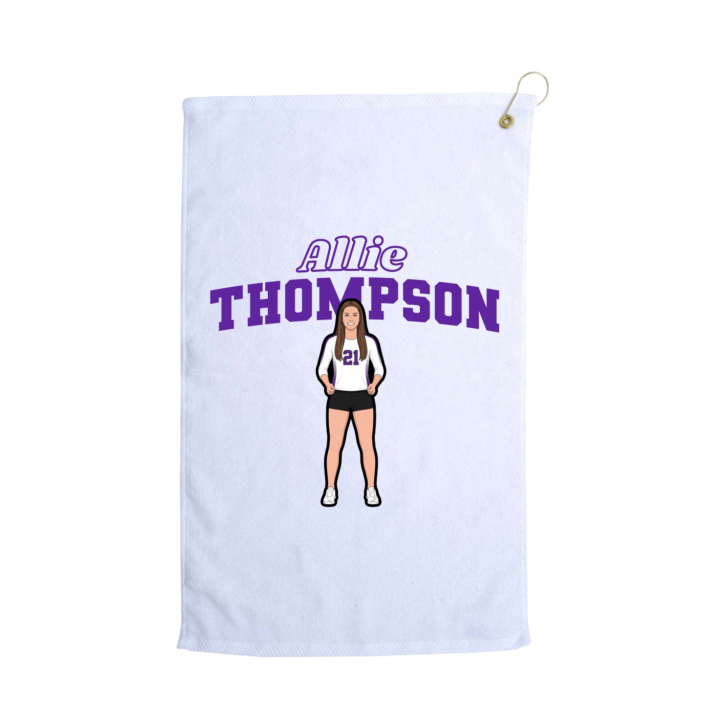 Golf Towel — Name Arch in White
