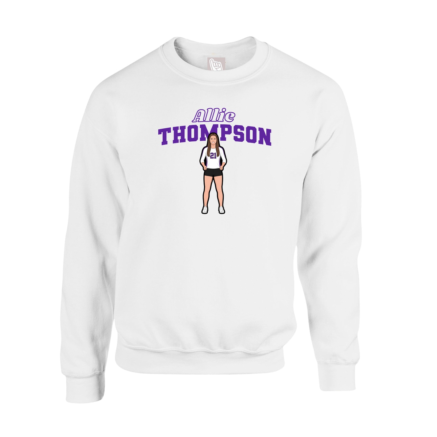 Fleece Crew — Name Arch in White
