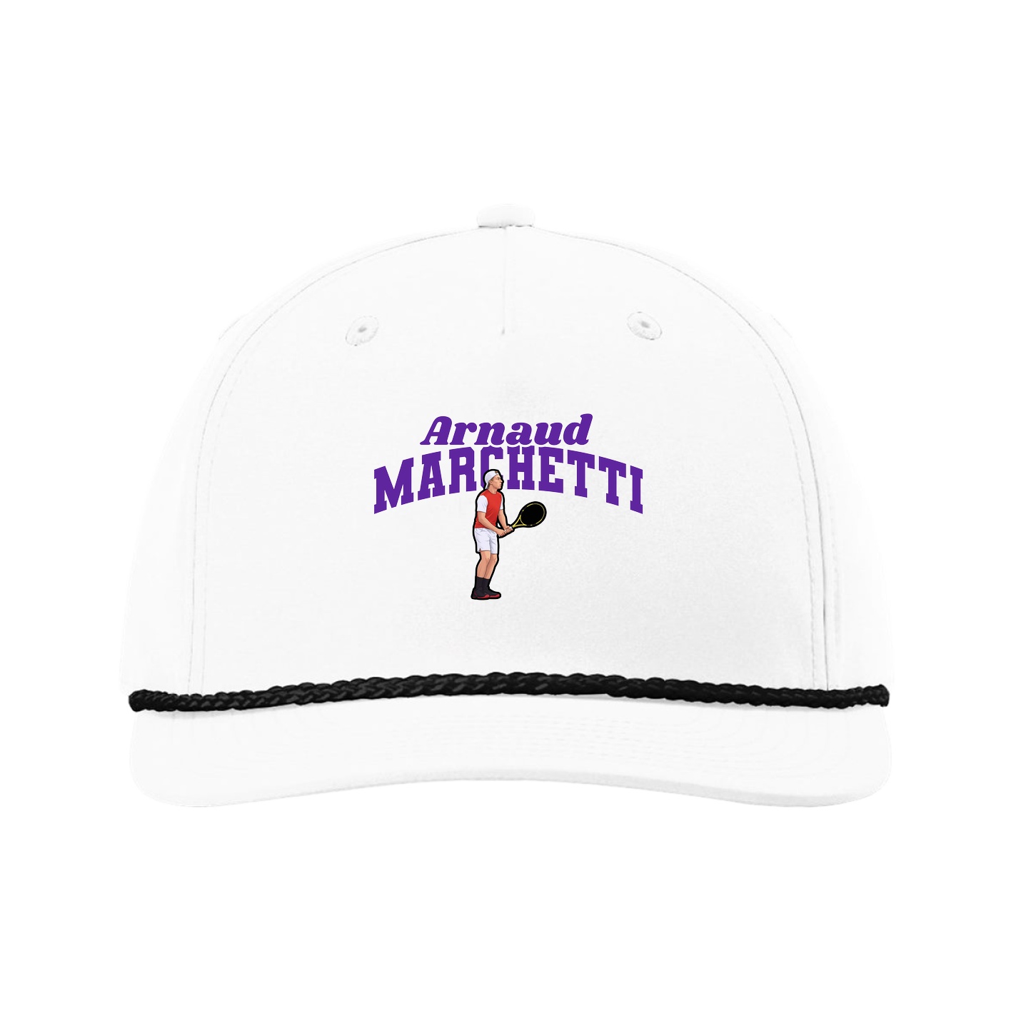 Five-Panel Classic Rope Cap — Signature Arch in White