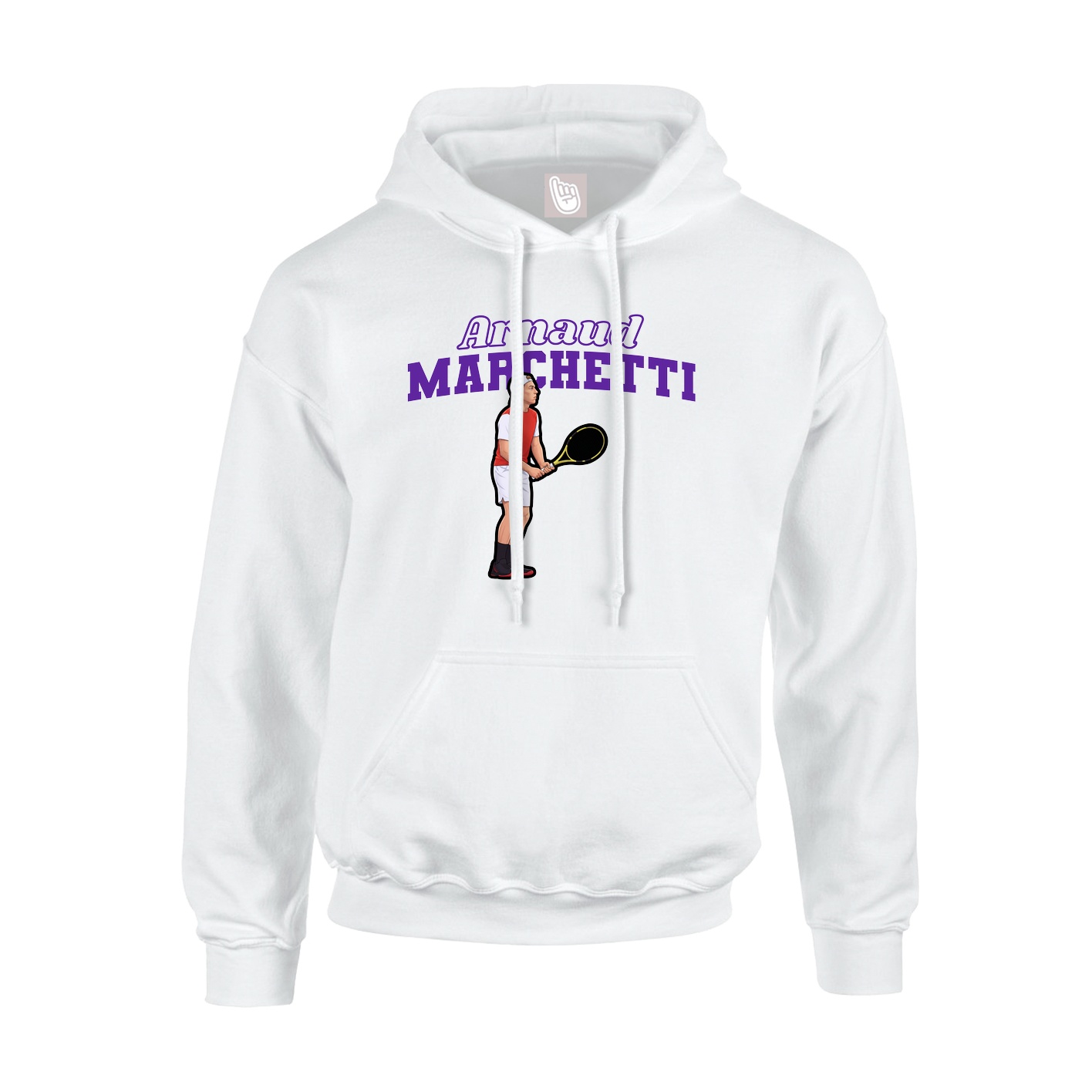Youth Hoodie — Name Arch in White