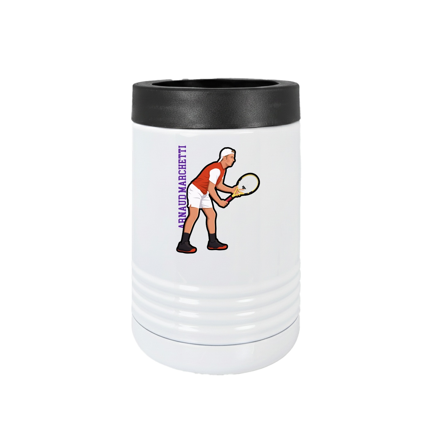 Beverage Holder — Name Vertical in White