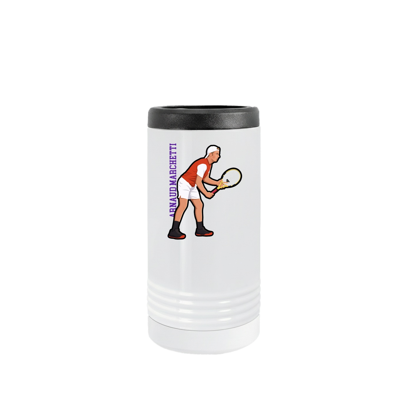 Slim Beverage Holder — Name Vertical in White