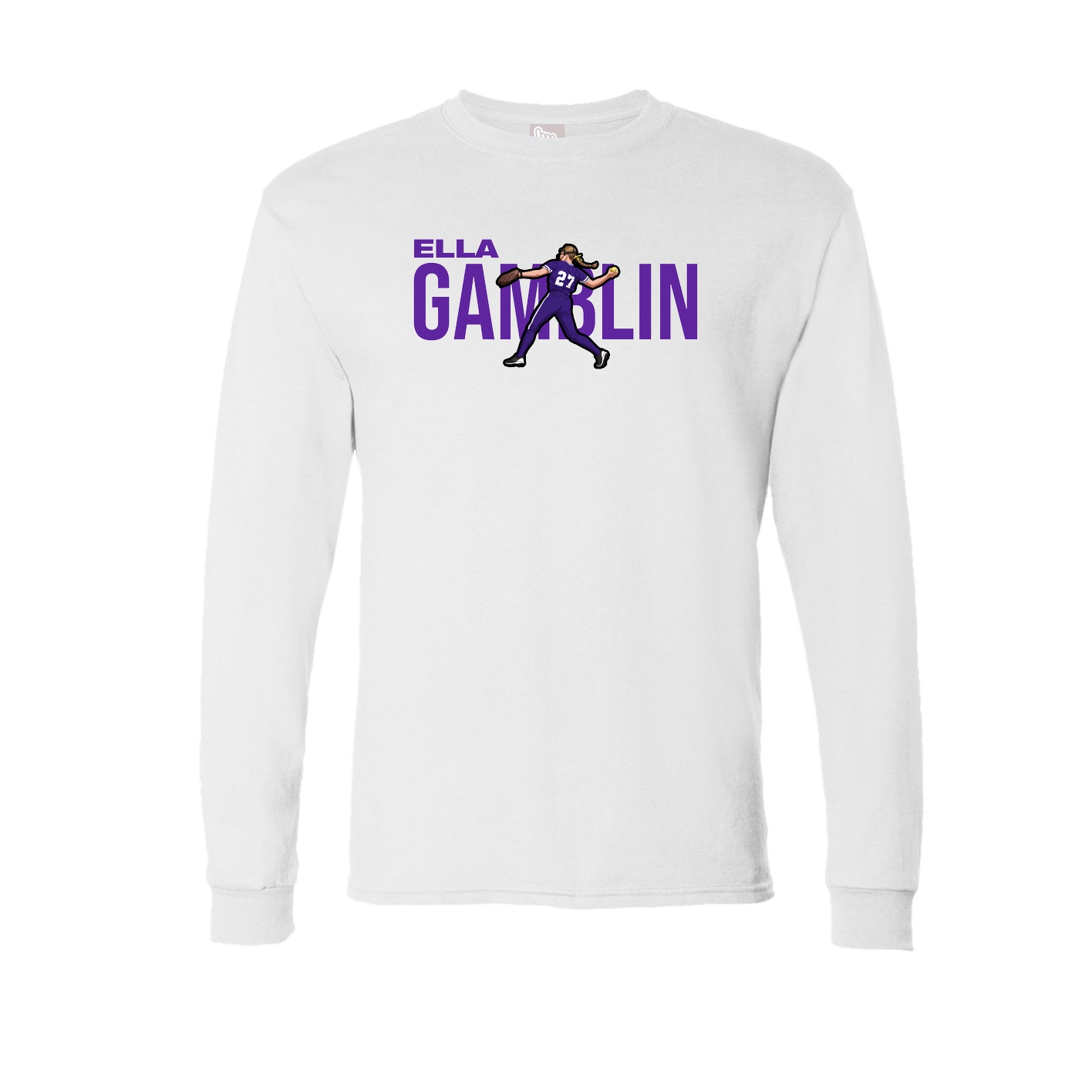 Long Sleeve Tee — Player Name in White
