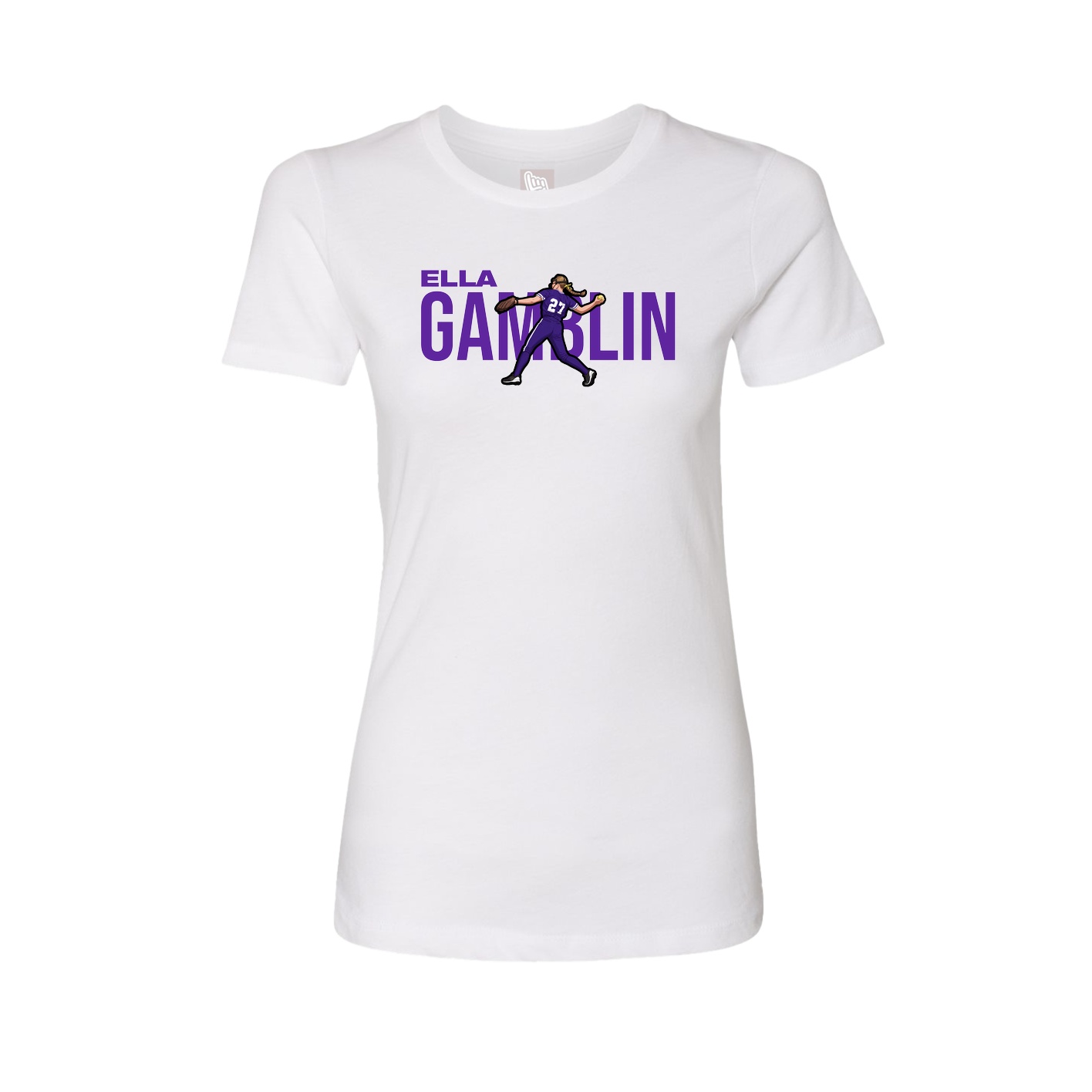 Fitted Women's Tee — Player Name in White