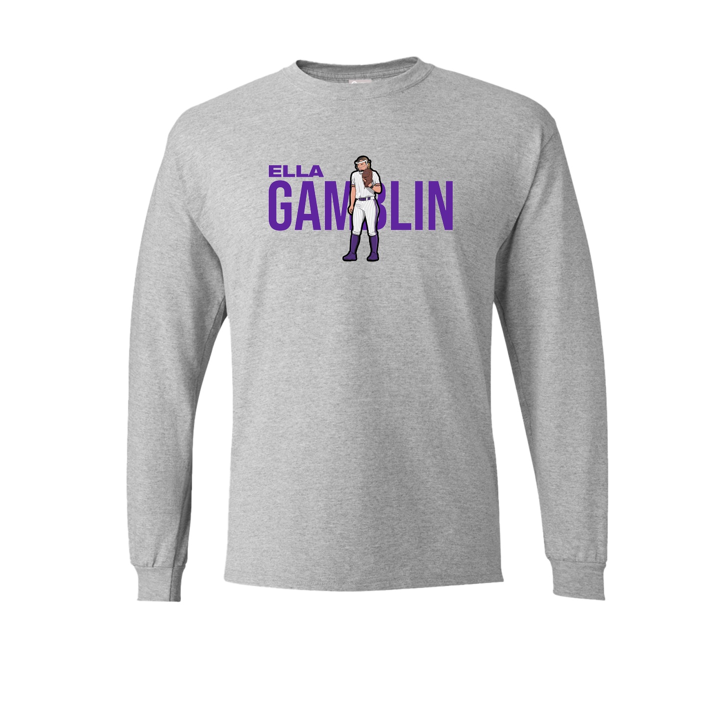 Long Sleeve Tee — Player Name in Grey