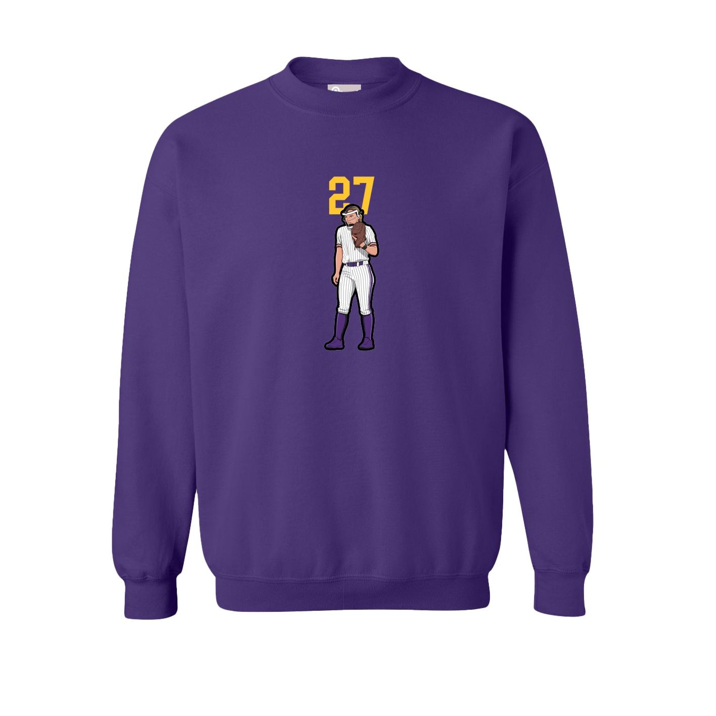 Fleece Crew — Number Top in Purple