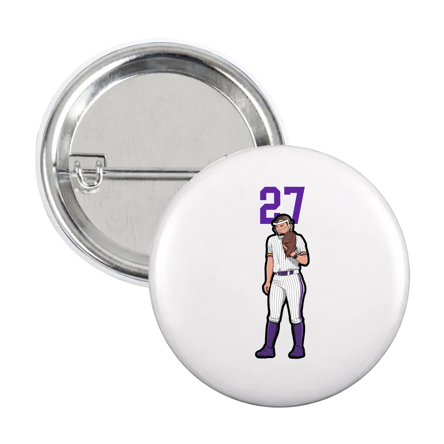 Game Day Button — Number Top in White