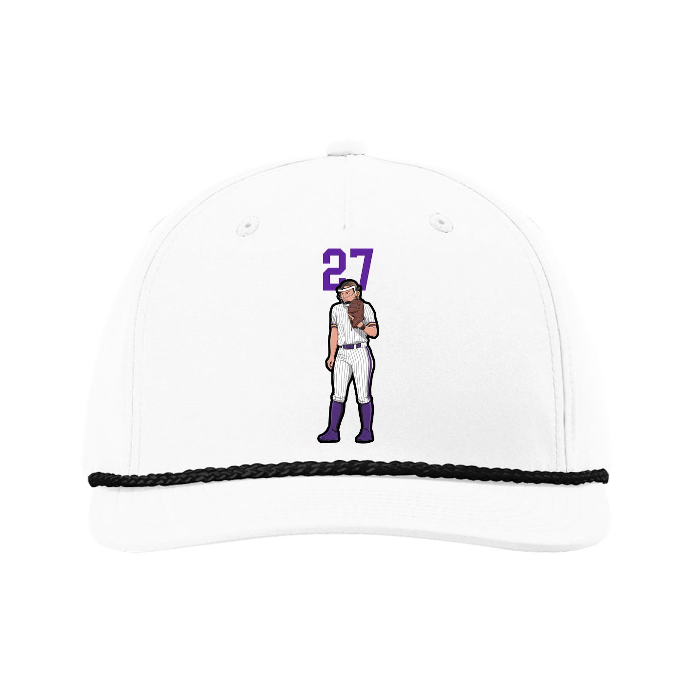 Five-Panel Classic Rope Cap — Number Top in White