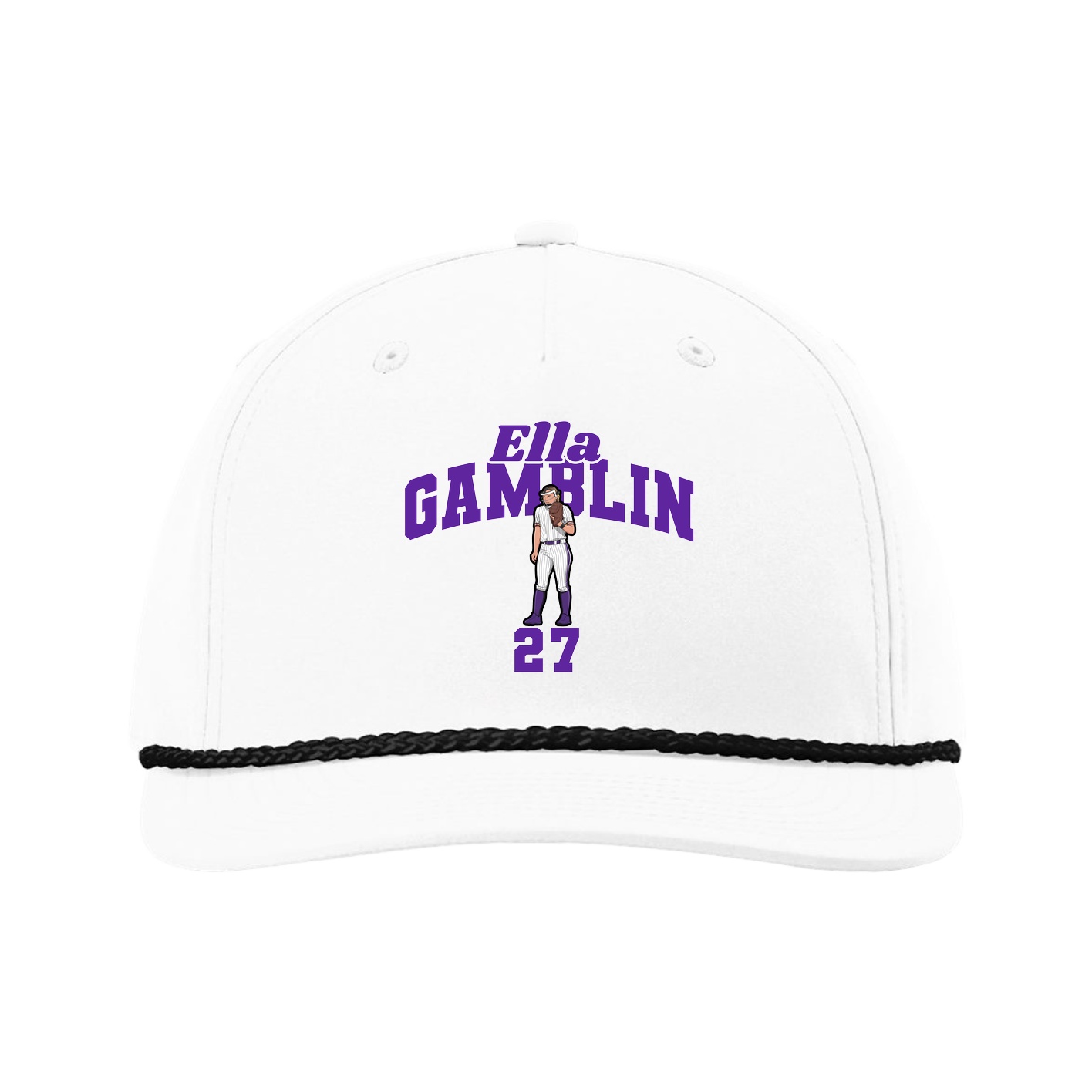 Five-Panel Classic Rope Cap — Signature Arch in White