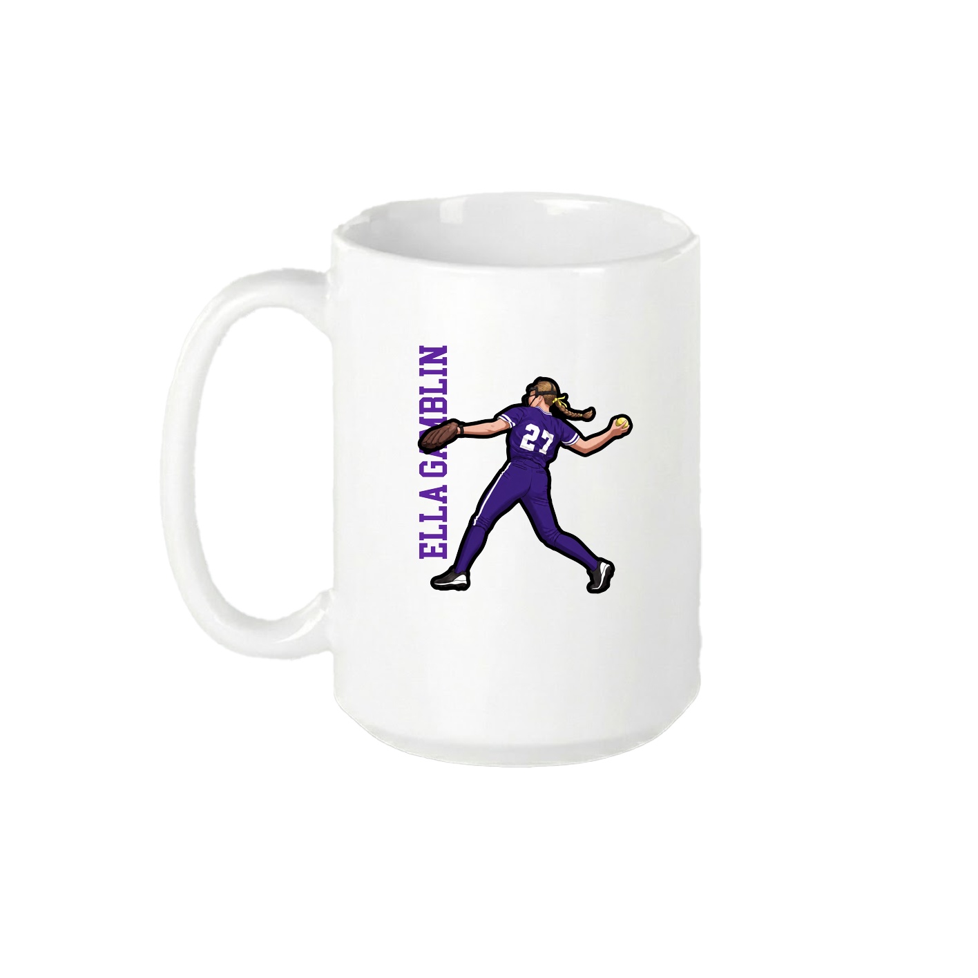 15oz Coffee Mug — Name Vertical in White