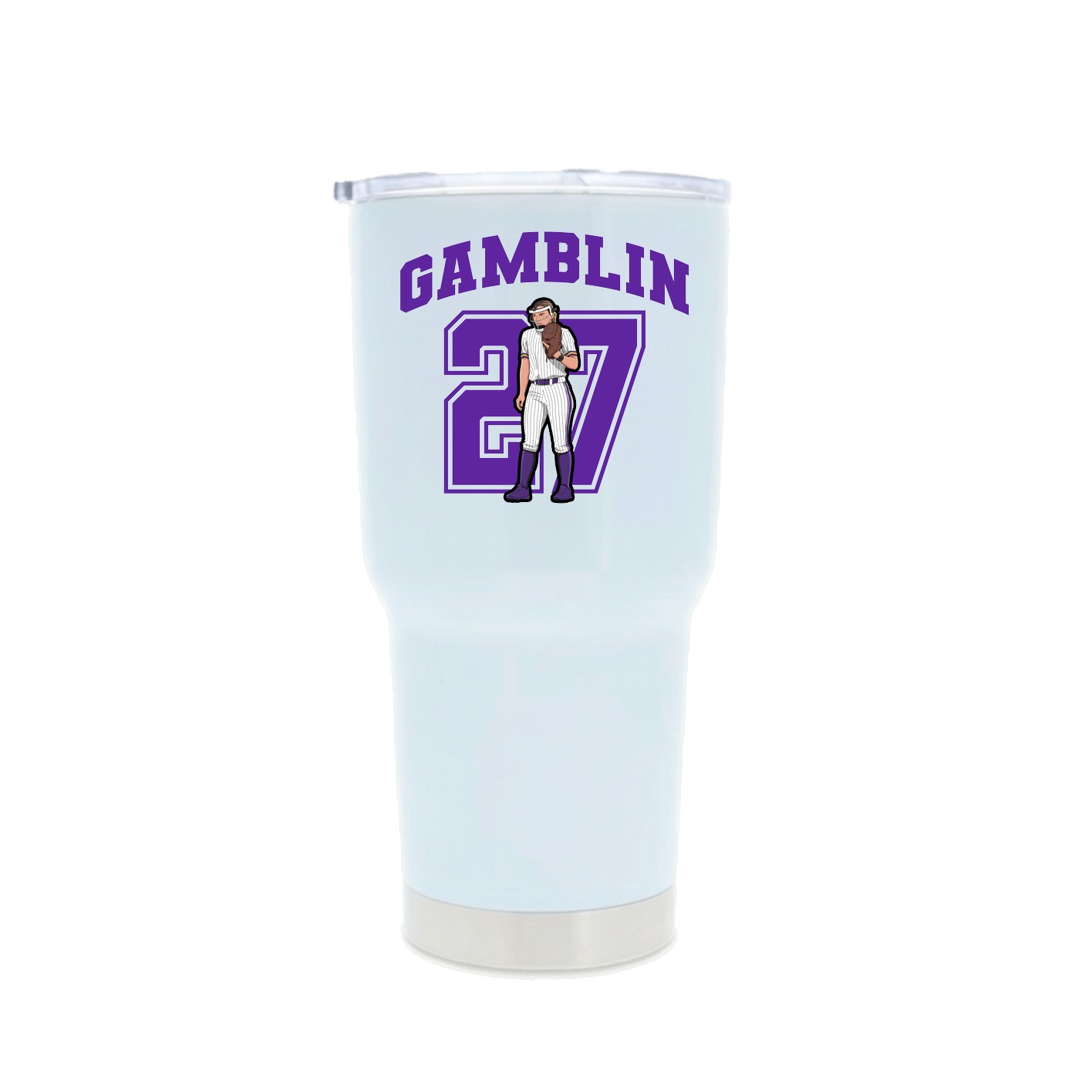 30oz Stainless Steel Tumbler — Number in White