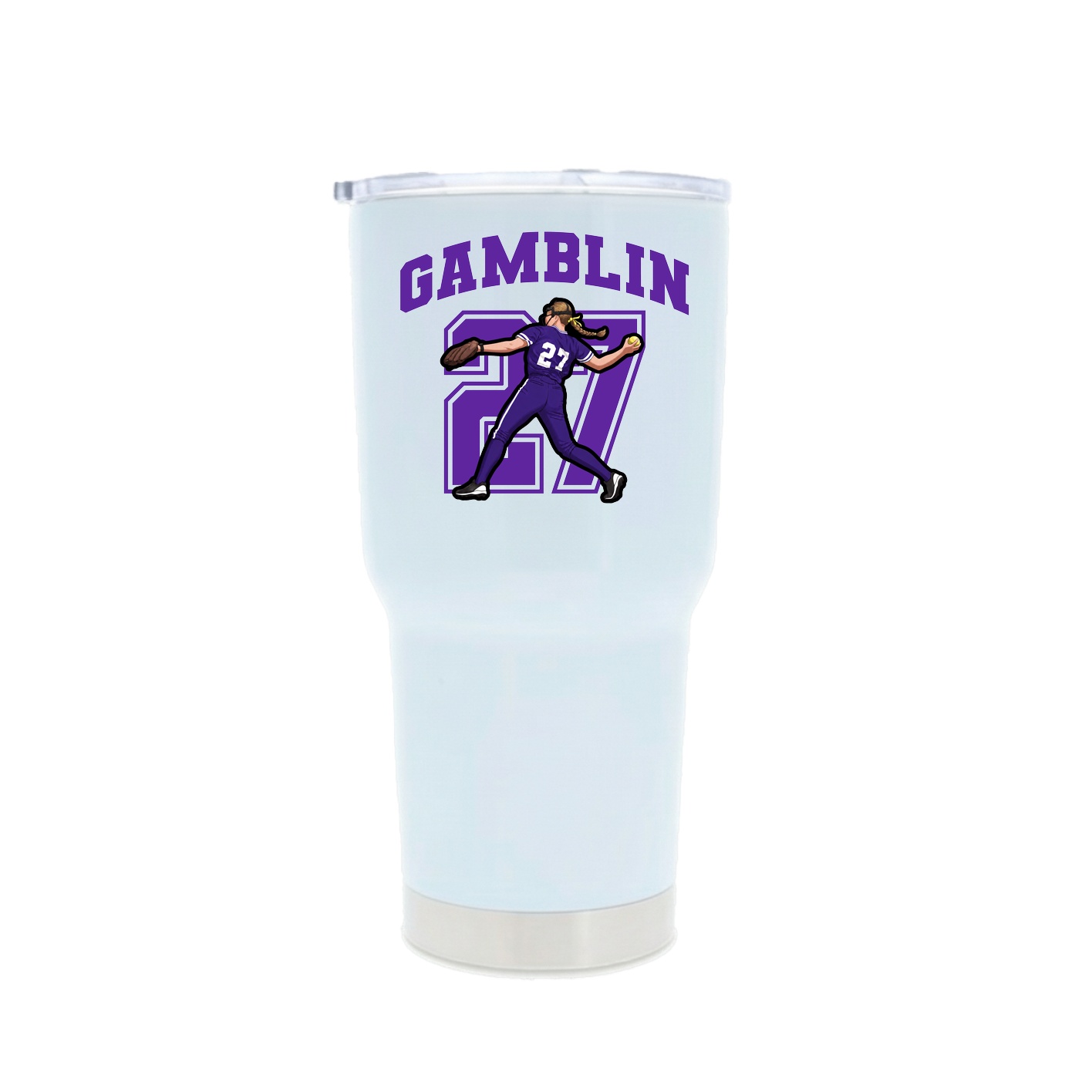 30oz Stainless Steel Tumbler — Number in White