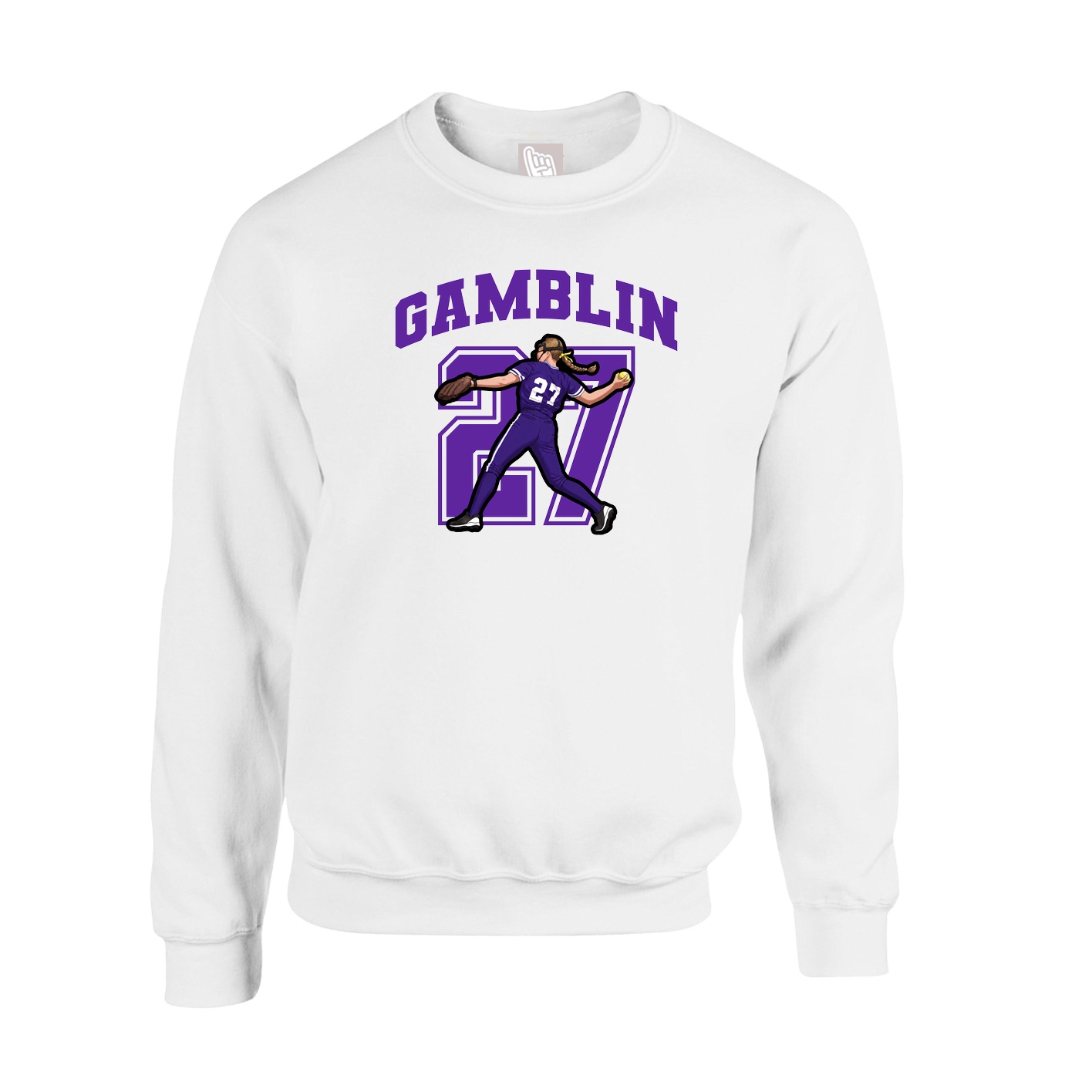 Fleece Crew — Number in White