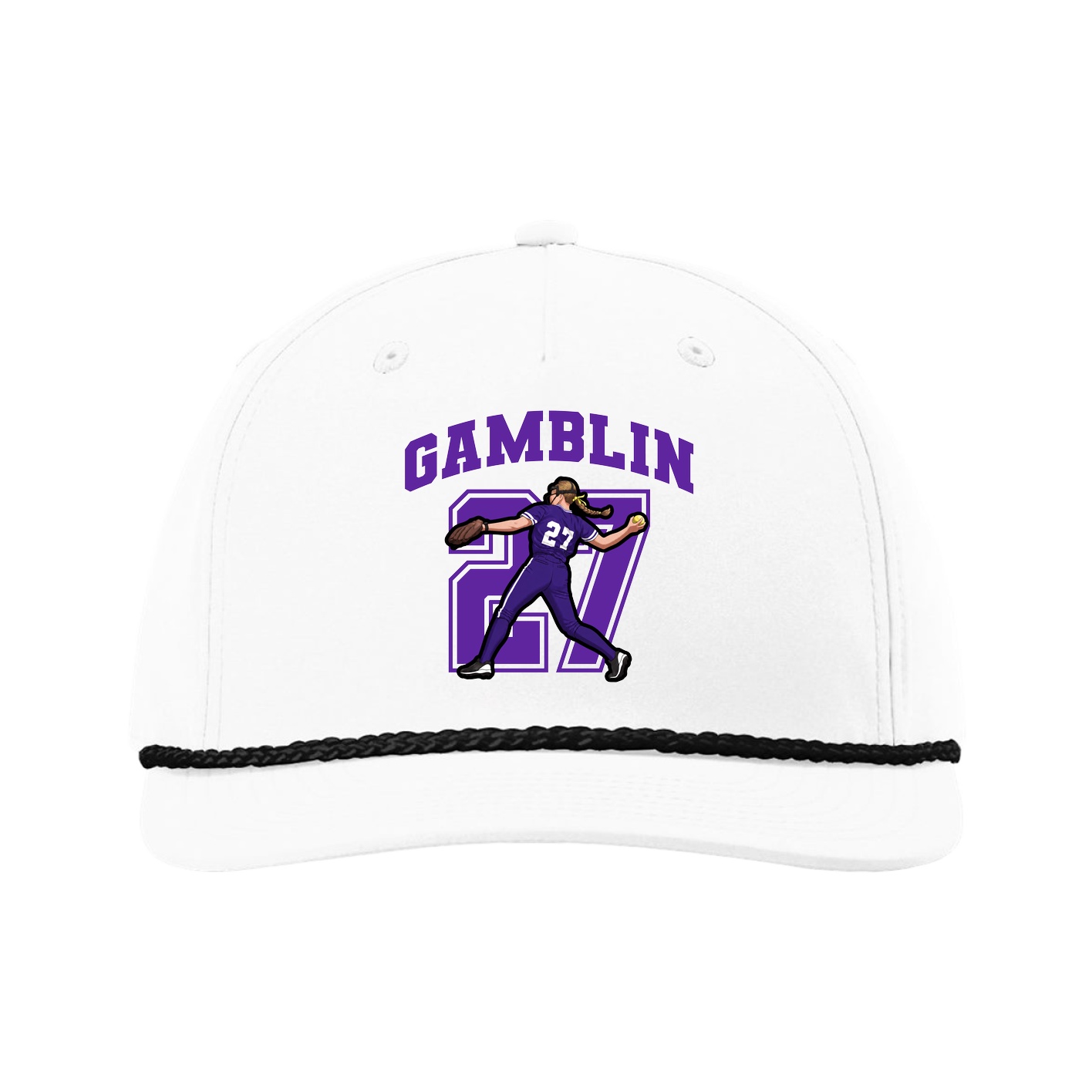 Five-Panel Classic Rope Cap — Number in White
